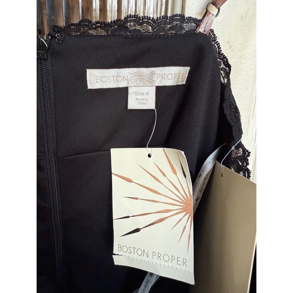Boston Proper Animal Lace Slip Dress Ruched‎ Strappy Midi Brown Black Size 6 - Picture 4 of 7